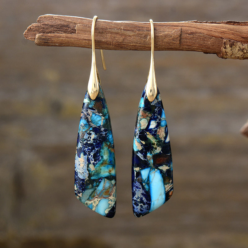 Bohemian Emperor Stone Geometric Pendant Earrings