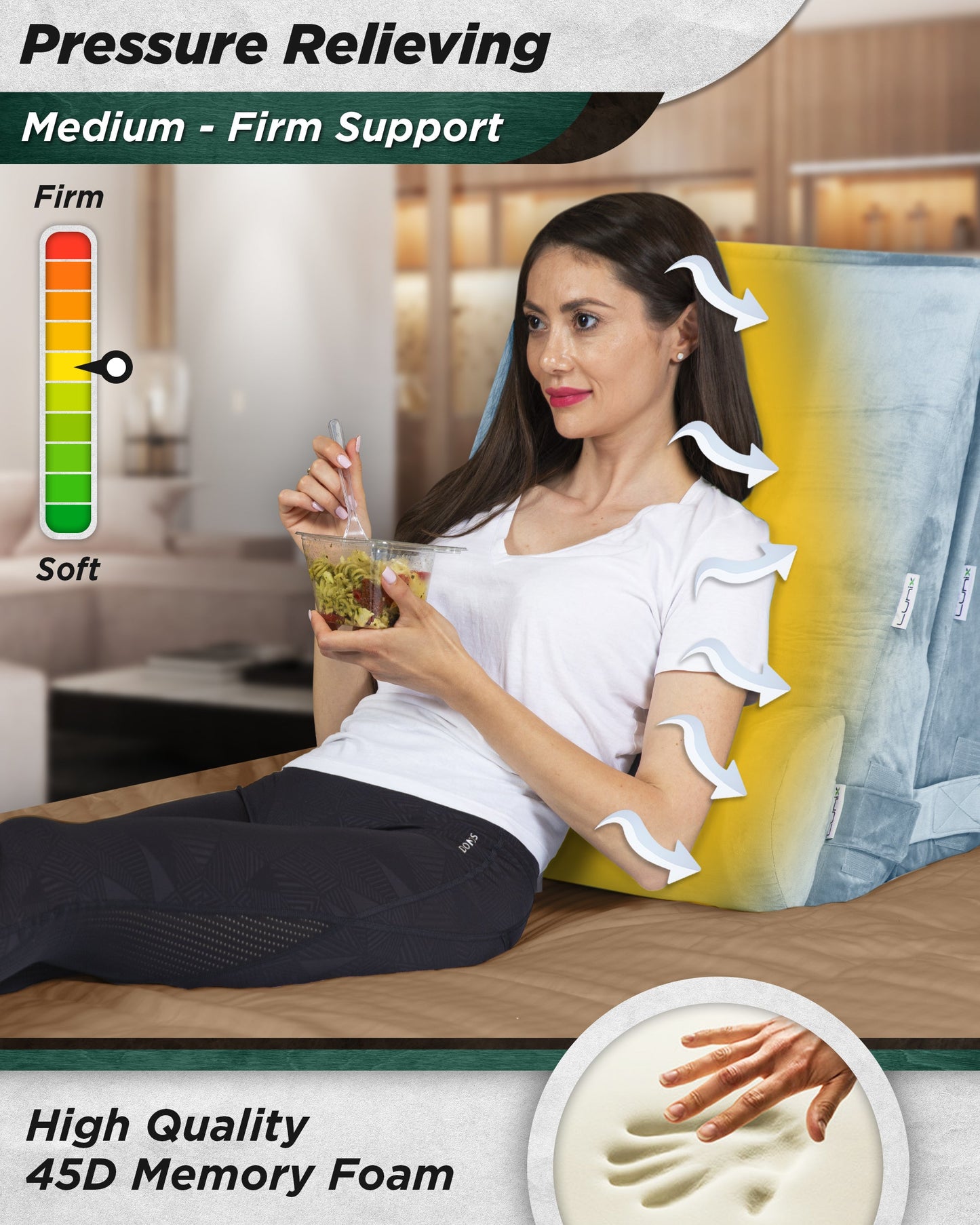 LX8 4-Piece Support for Nighttime Digestive Discomfort & Easier Breathing, Wedge Pillow Set, Cloud Gray