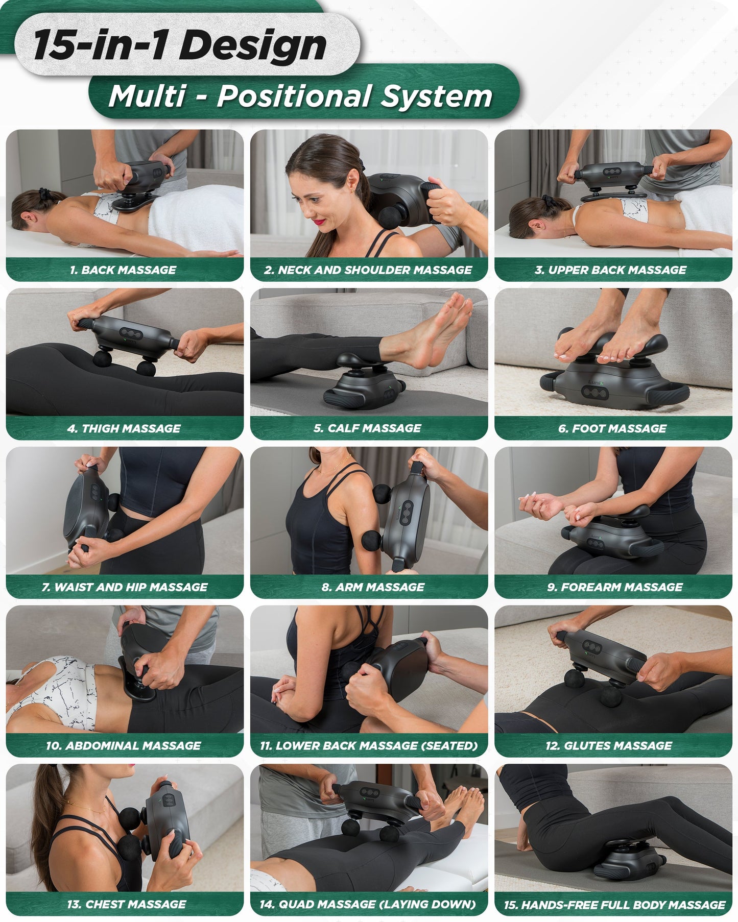 LX26 2 Head Deep Tissue Massager, Charcoal Black