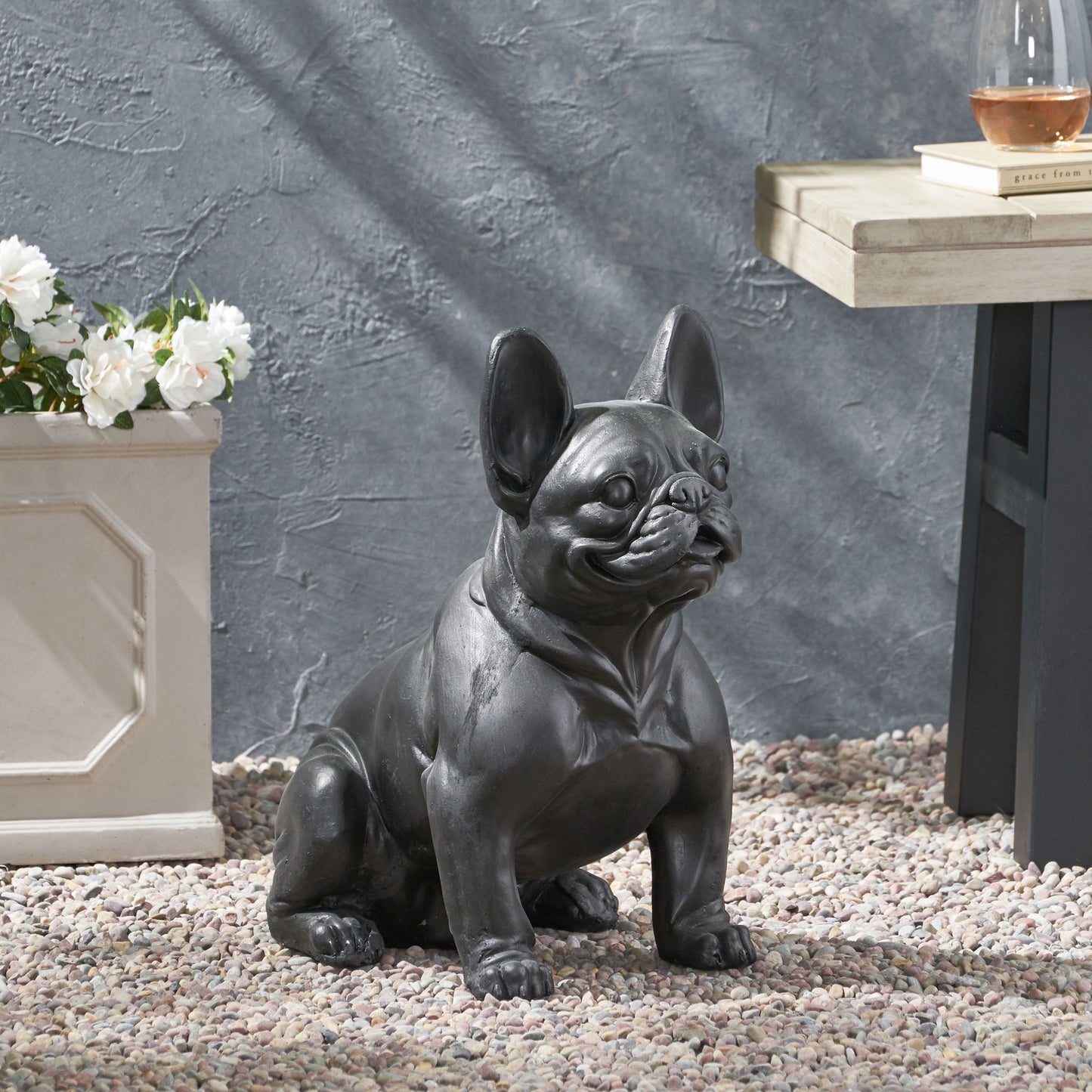 Outdoor French Bulldog Garden Statue