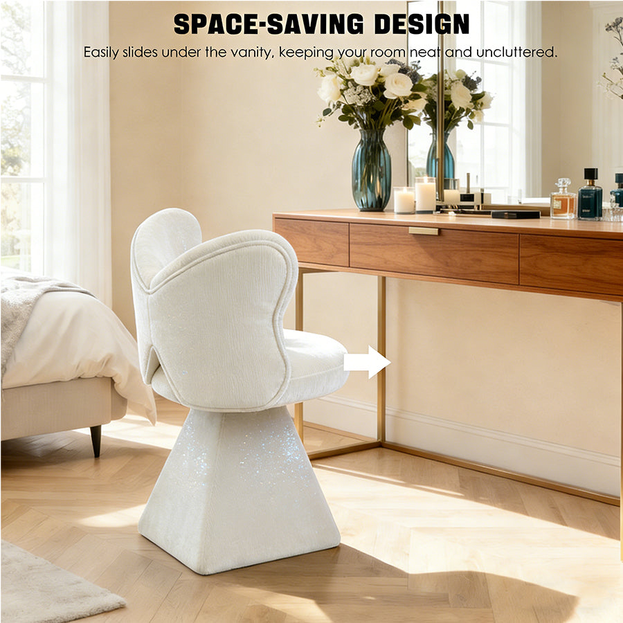 Vanity Chair with Butterfly Back and Swivel Function
