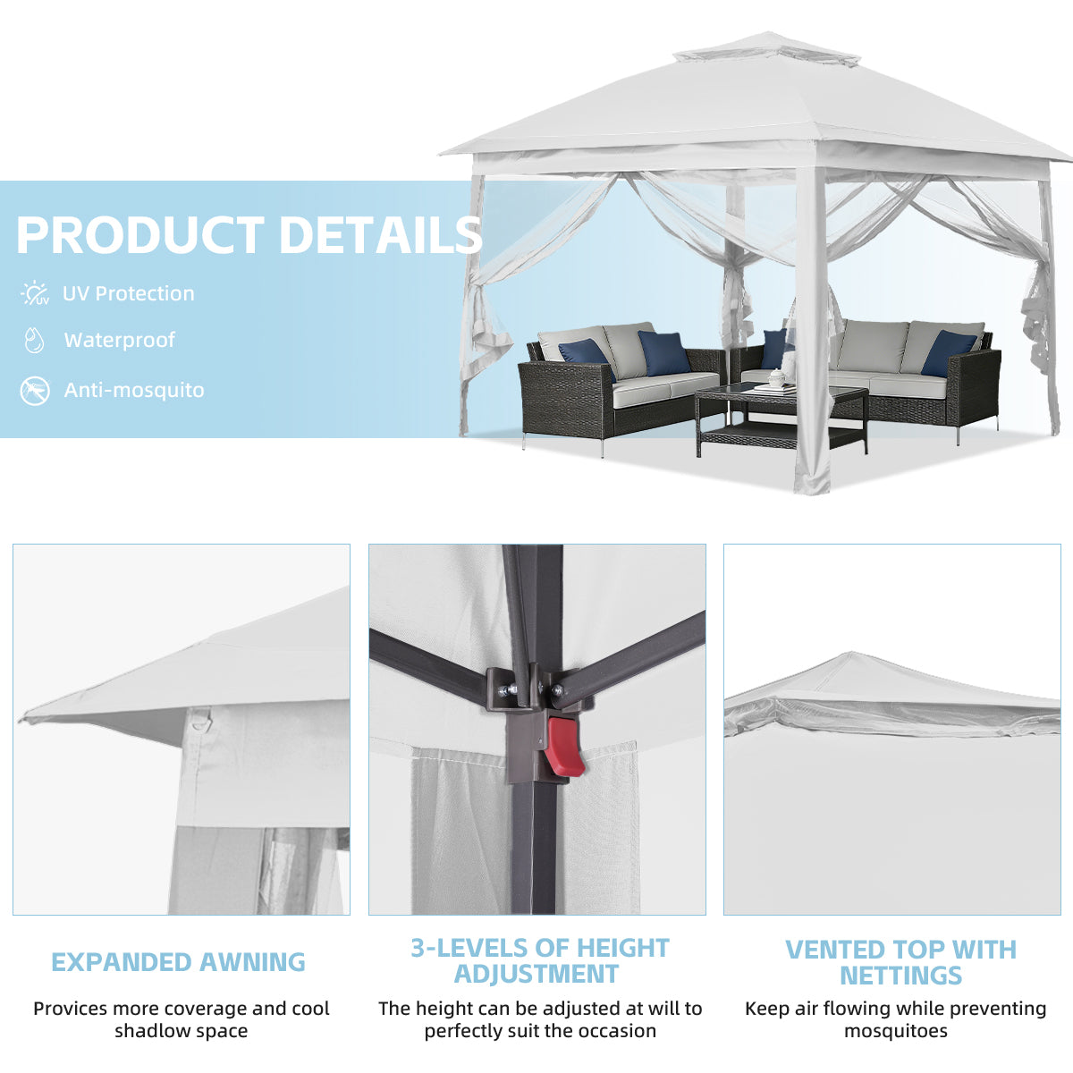 Ainfox 11ft X 11ft Patio Canopy For Outdoor Party Barberbue