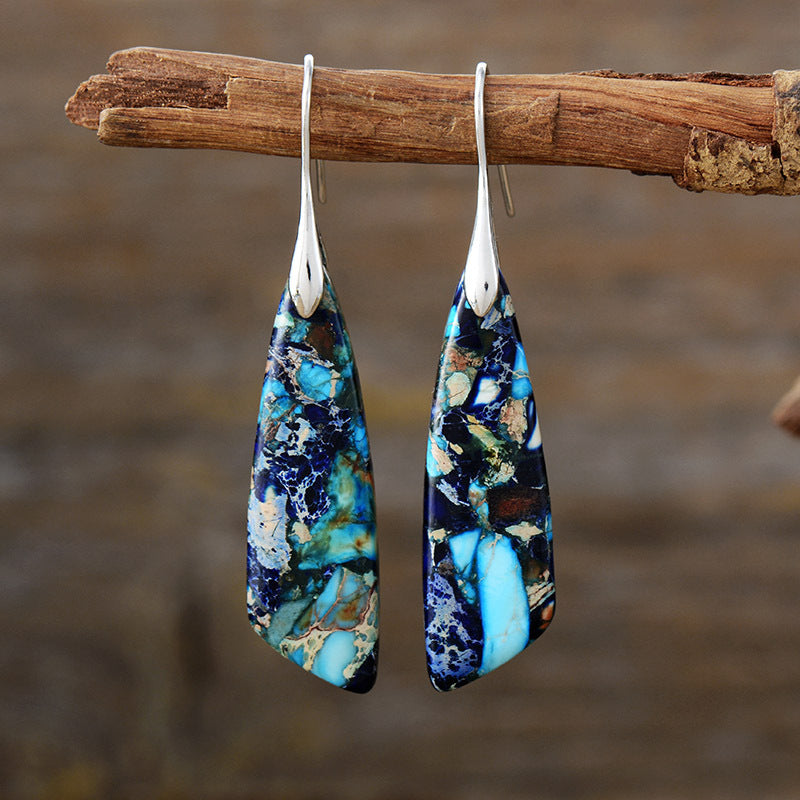 Bohemian Emperor Stone Geometric Pendant Earrings