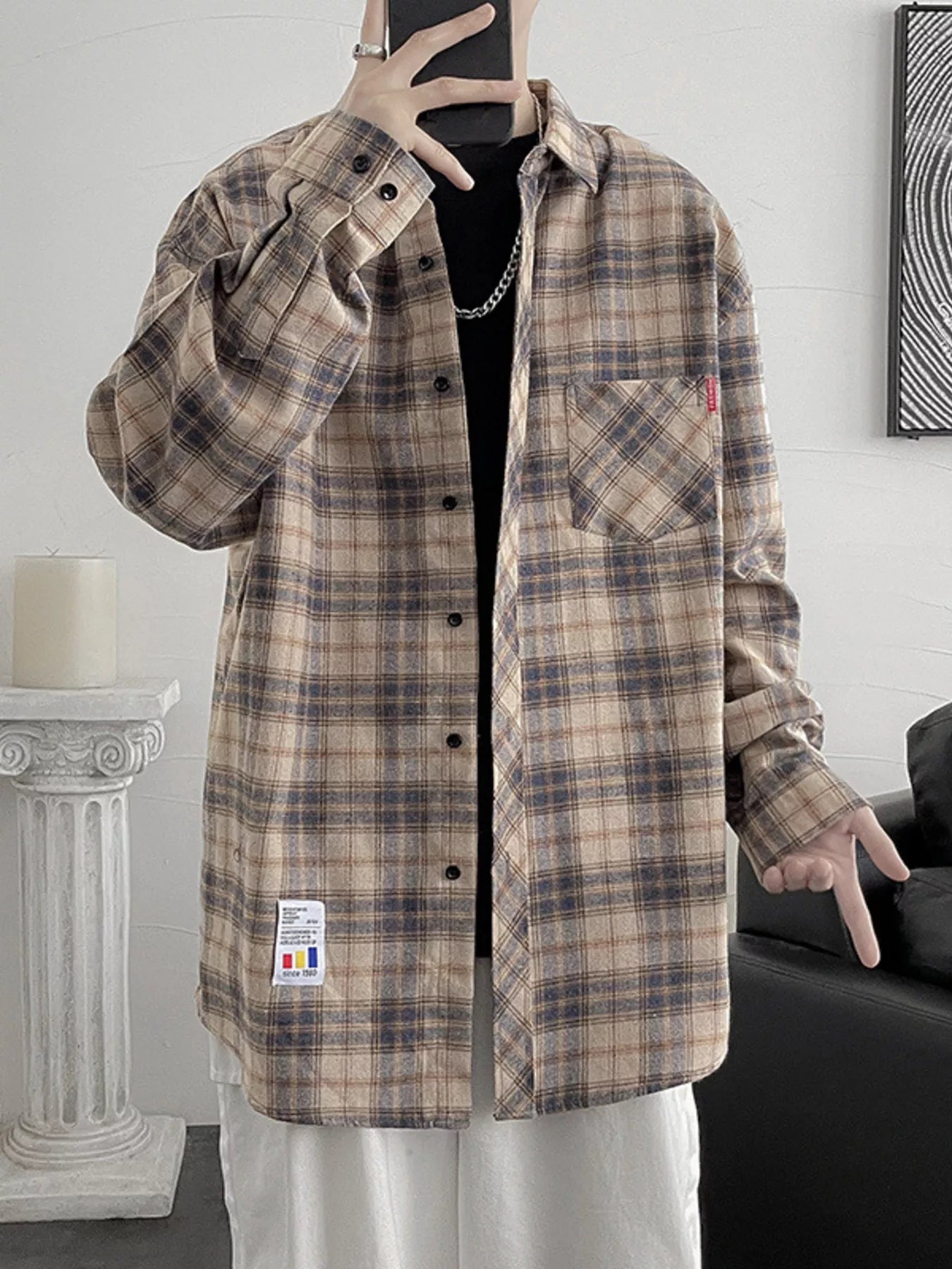 Men's Plus Size Plaid Button Up Shirt
