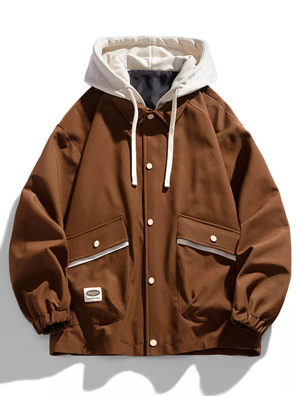 Men's Plus Size Two-Tone Hooded Button-Up Jacket
