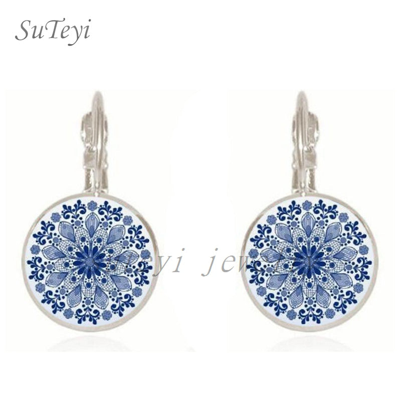Charm Henna Yoga Amulet Mandala Earrings – Bohemian Drop Earrings