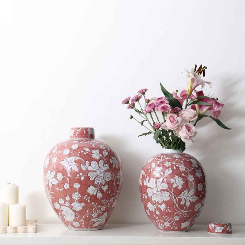 Mantingfang Hongdai Yu Meiren Red Poppy Ceramic Vase – Small or Large