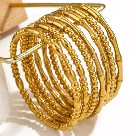 Fashion bamboo titanium steel bracelet female summer niche cold style ins stainless steel retro bamboo jewelry