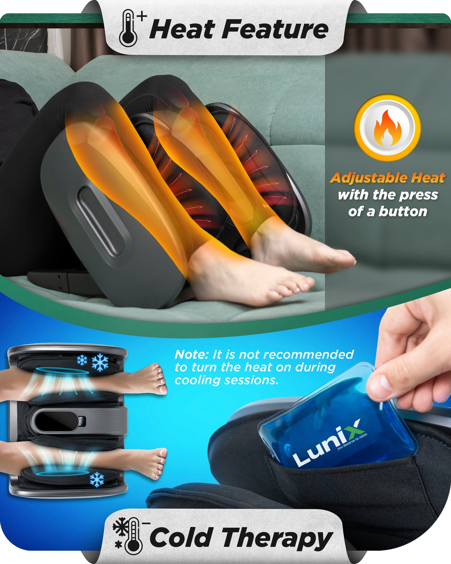 LX21 Foot and Calf Massager with Remote, Neuropathy & Plantar Fasciitis Relief, Granite Gray