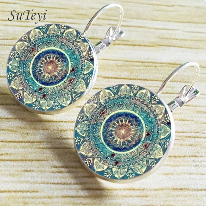 Charm Henna Yoga Amulet Mandala Earrings – Bohemian Drop Earrings