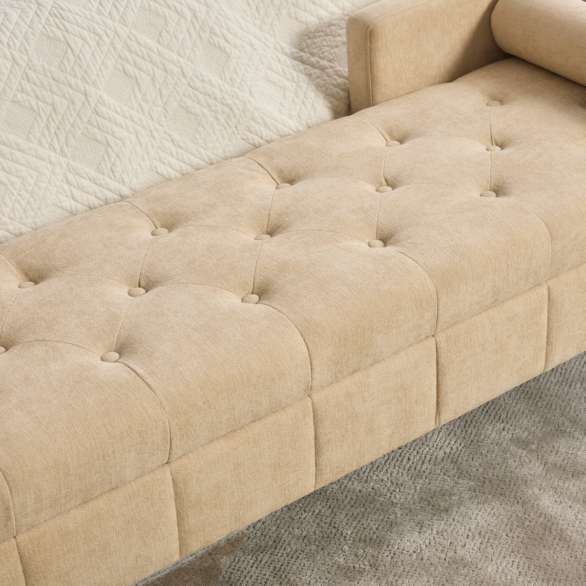Upholstered Chenille Flip-Top Storage Bench