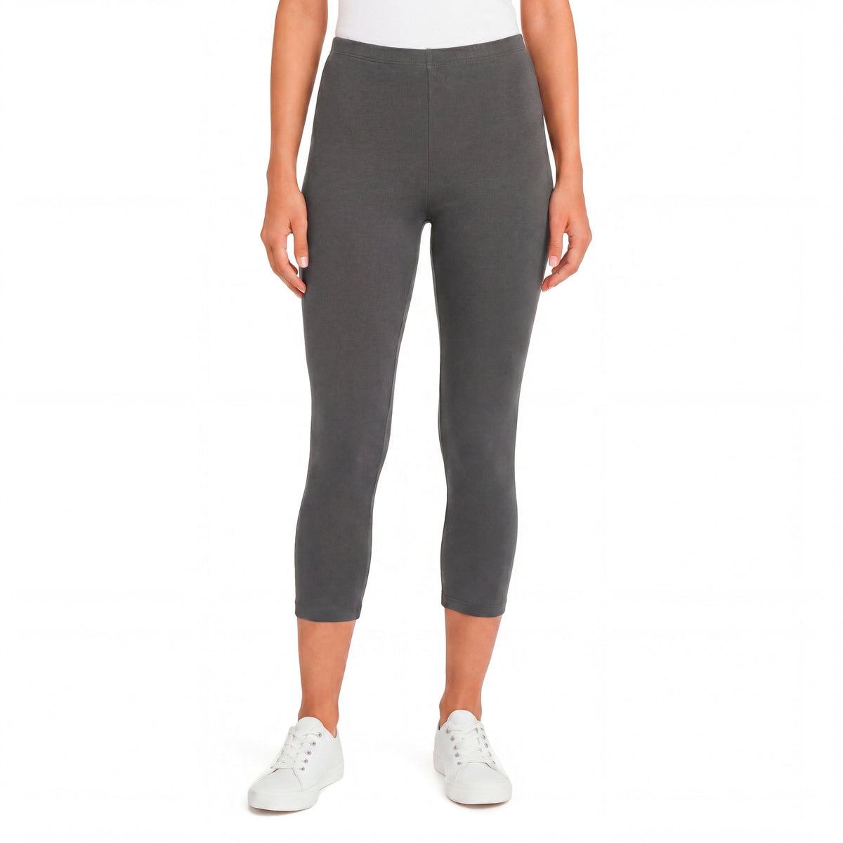 Women's 100% Cotton Soft Capri Leggings | Charcoal