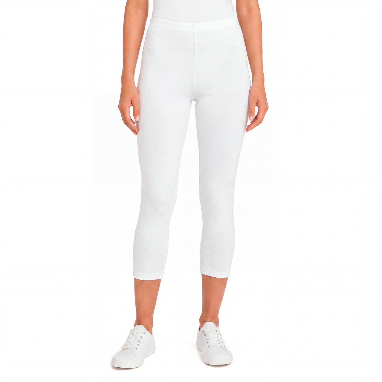 Women's 100% Cotton Soft Capri Leggings | White
