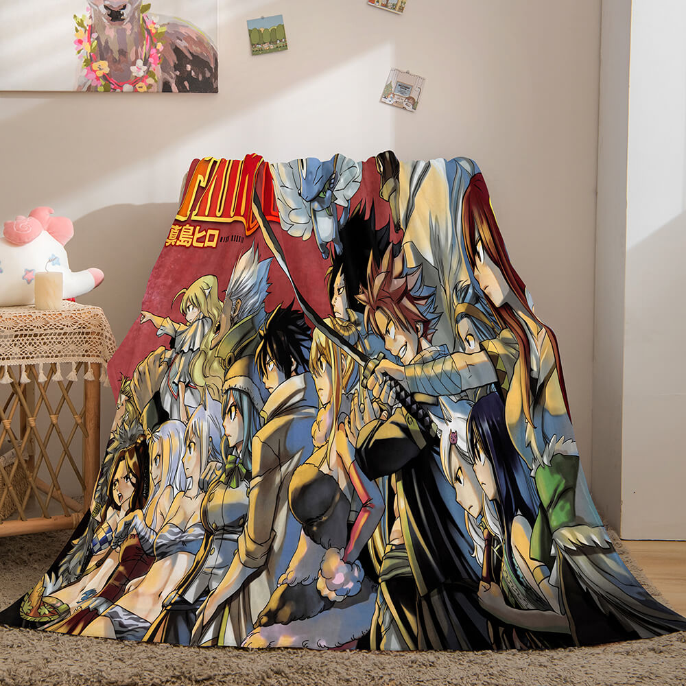 Anime Fairy Tail Flannel Caroset Throw Blanket