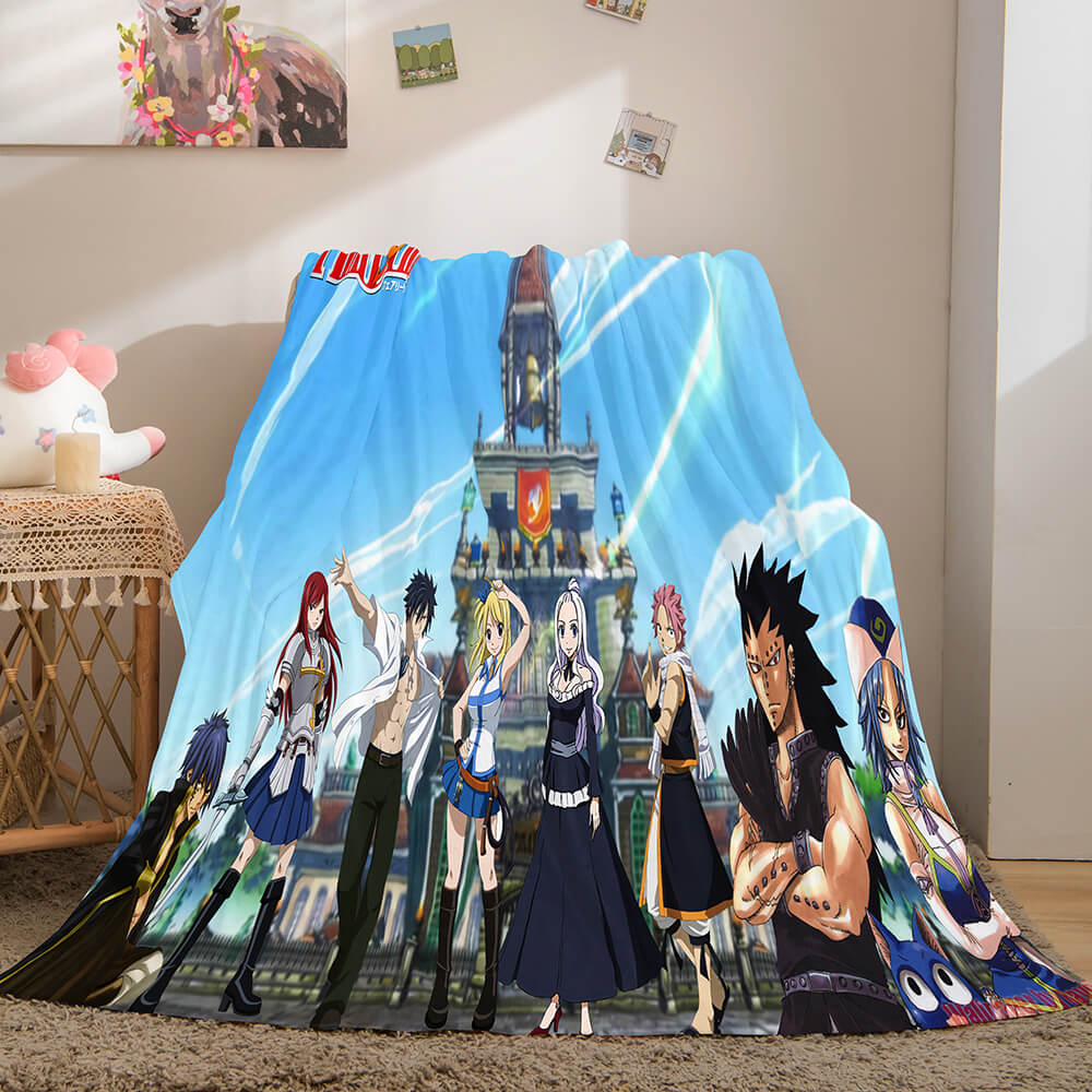 Anime Fairy Tail Flannel Caroset Throw Blanket