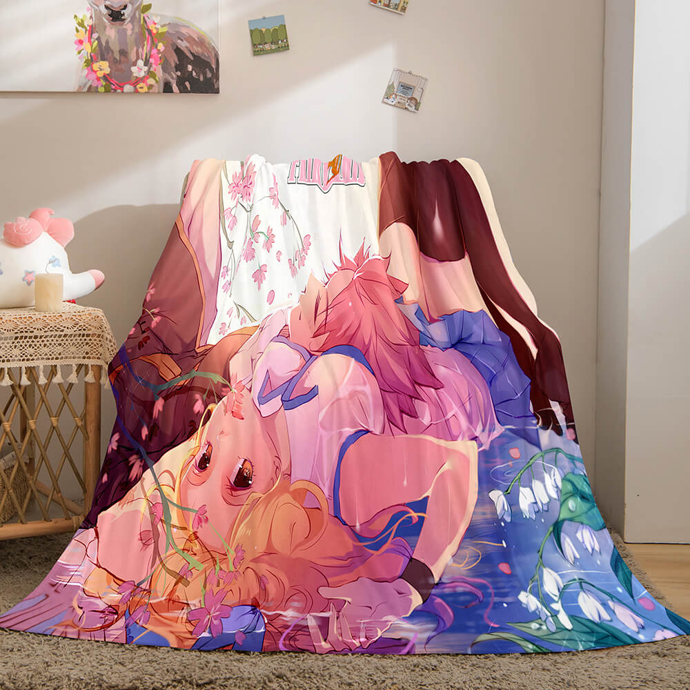 Anime Fairy Tail Flannel Caroset Throw Blanket