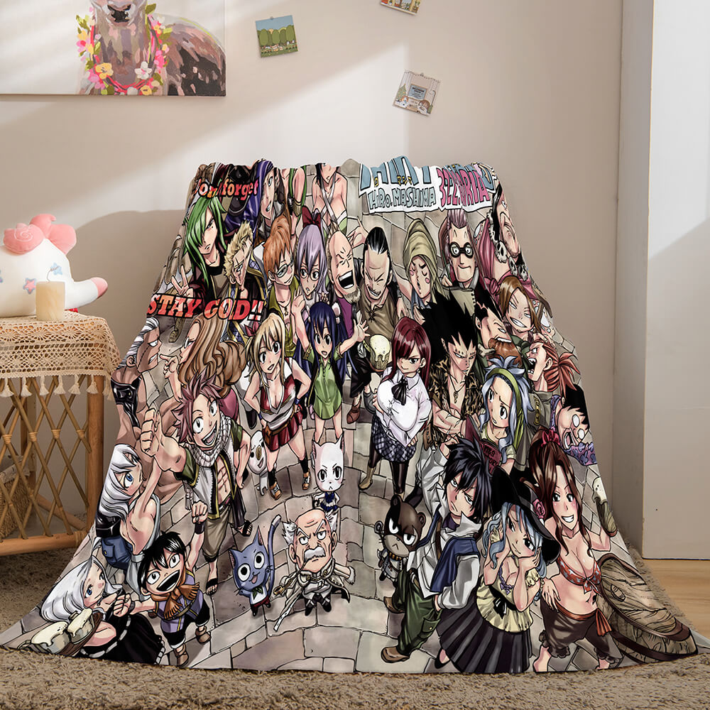 Anime Fairy Tail Flannel Caroset Throw Blanket