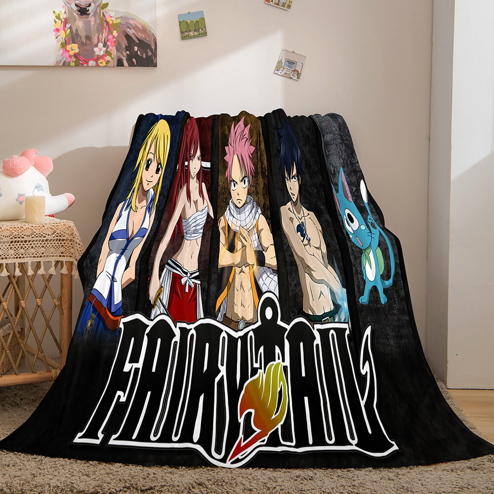 Anime Fairy Tail Flannel Caroset Throw Blanket