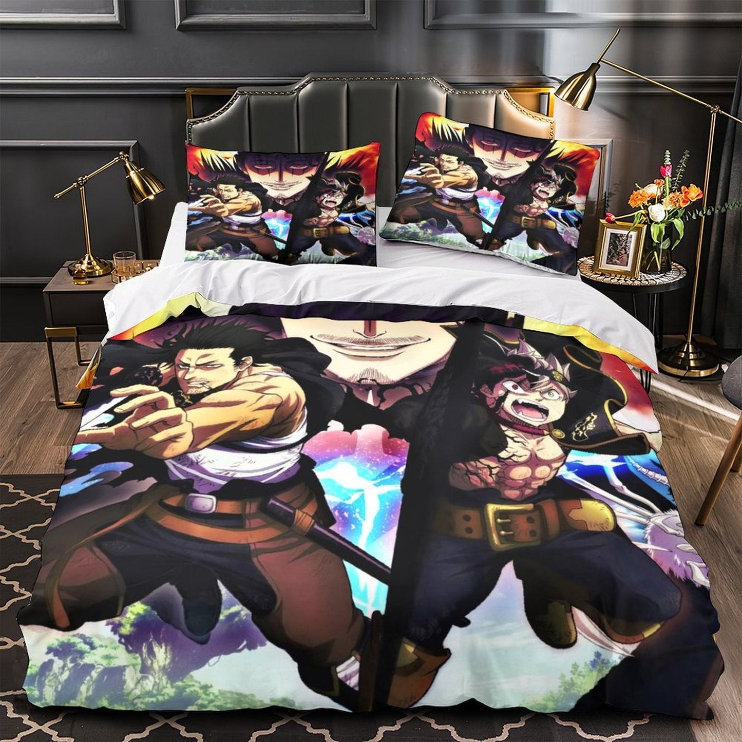 Black Clover Bedding Set Pattern Quilt Duvet Cover Without Filler