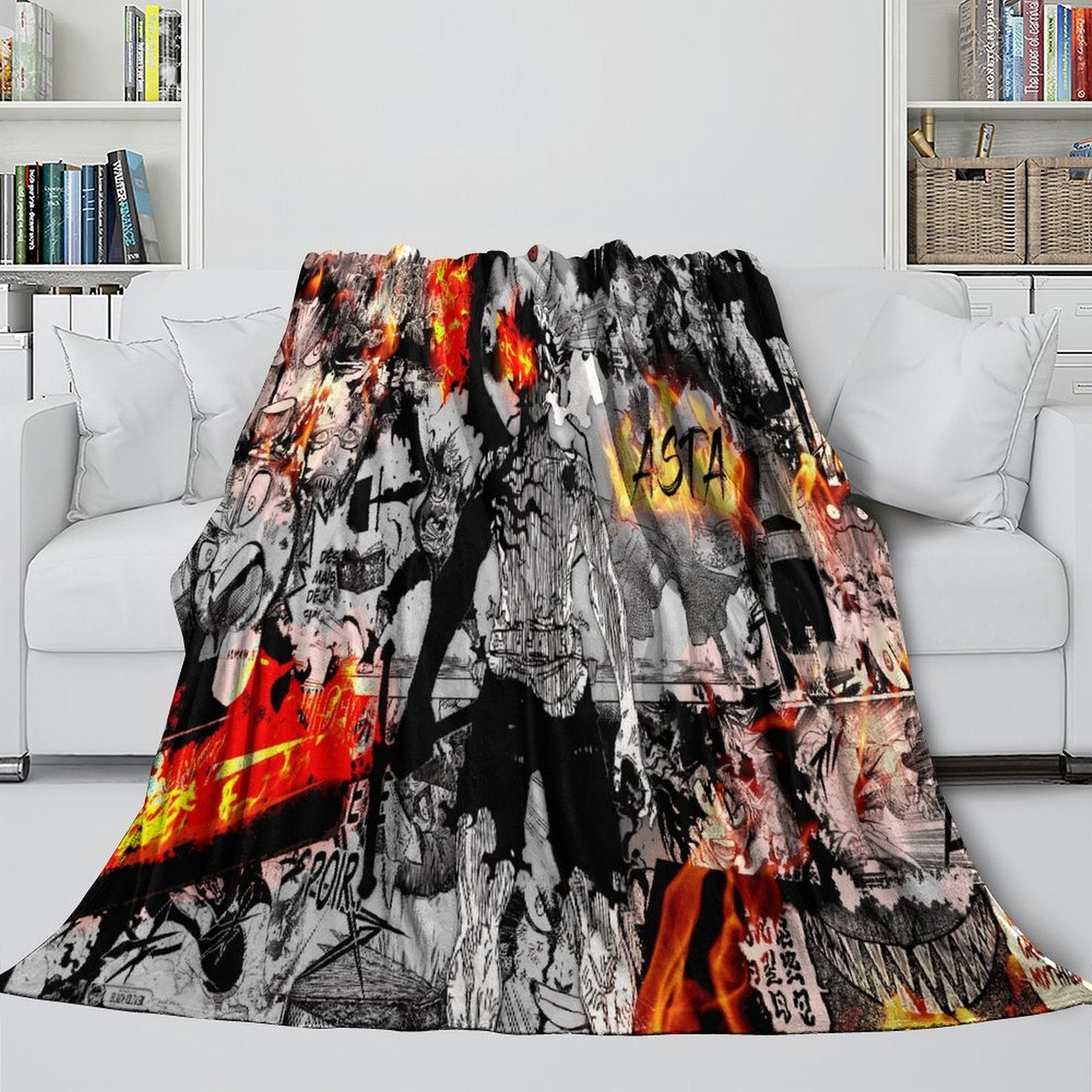 Black Clover Blanket Flannel Fleece Pattern Throw Room Decoration