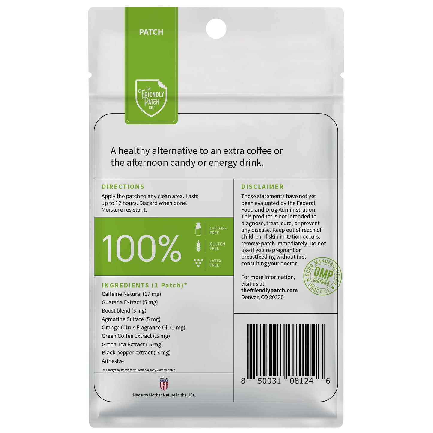 Boost Energy Patches: Green Tea, Guarana & Caffeine - 8 pack