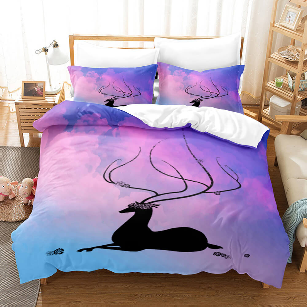Cartoon Animal Deer Elk Bedding Set Quilt Cover Without Filler