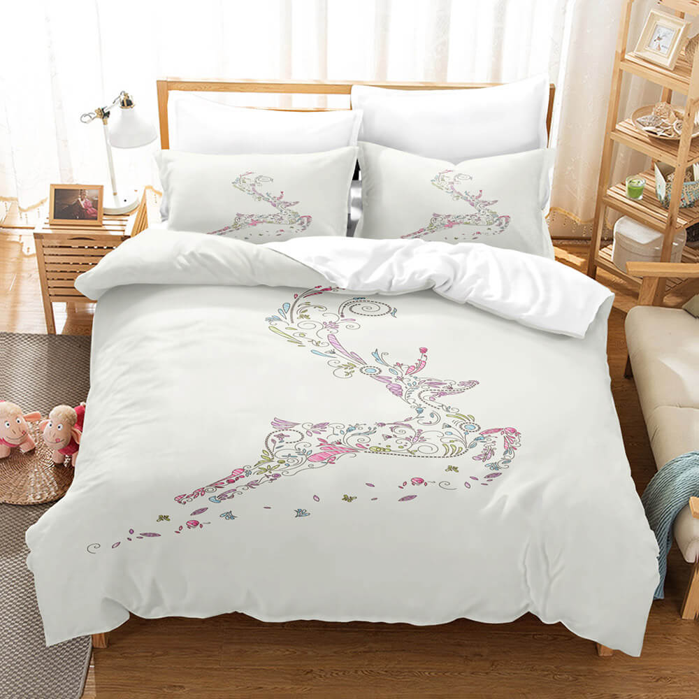 Cartoon Animal Deer Elk Bedding Set Quilt Cover Without Filler