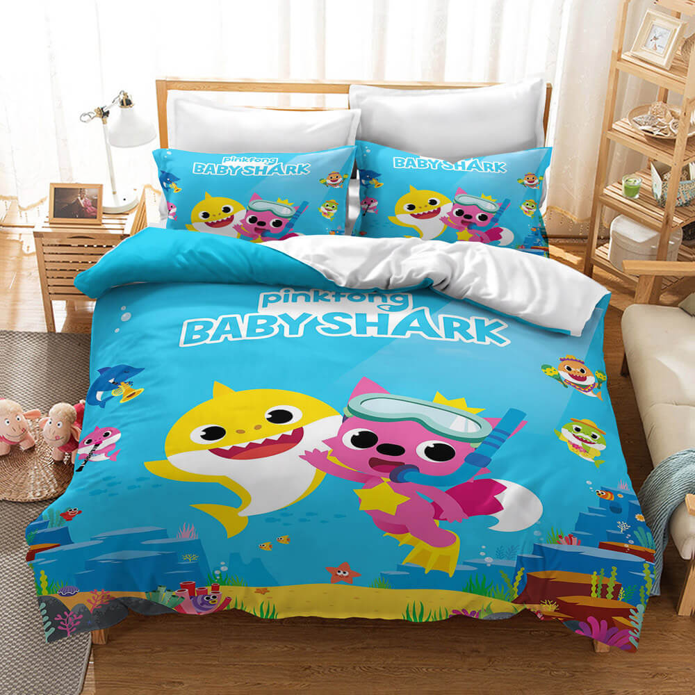 Cartoon Baby Shark Bedding Set Kids Quilt Cover Without Filler