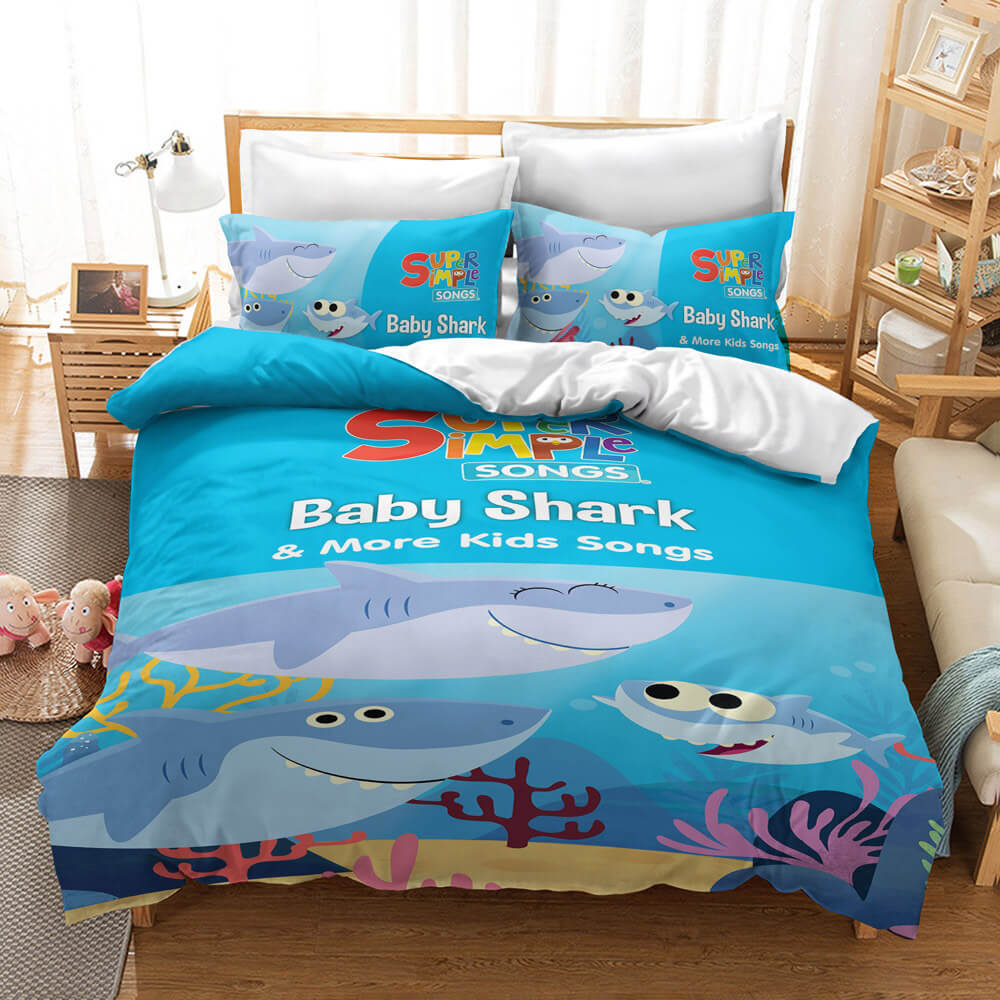 Cartoon Baby Shark Bedding Set Kids Quilt Cover Without Filler