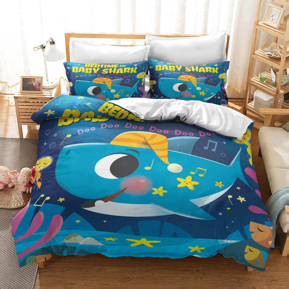 Cartoon Baby Shark Bedding Set Kids Quilt Cover Without Filler
