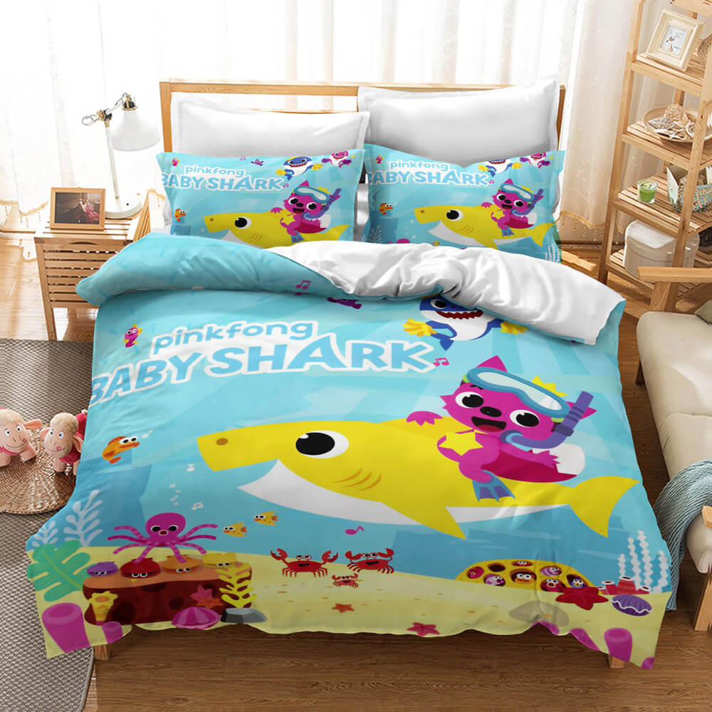 Cartoon Baby Shark Bedding Set Kids Quilt Cover Without Filler