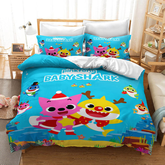 Cartoon Baby Shark Cosplay Bedding Set Quilt Cover