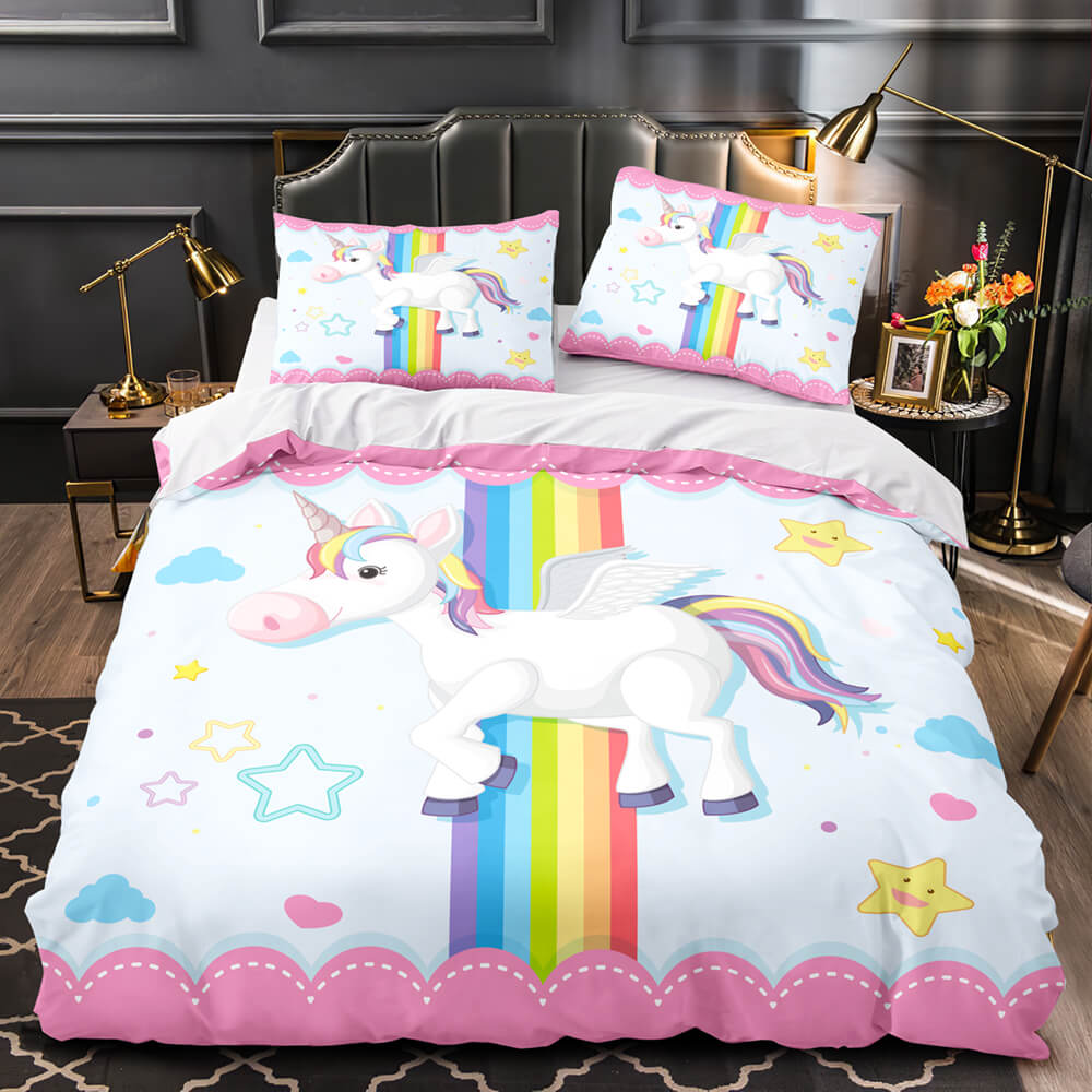 Cartoon Unicorn Bedding Set Quilt Duvet Cover Bedding Sets Kids Gift