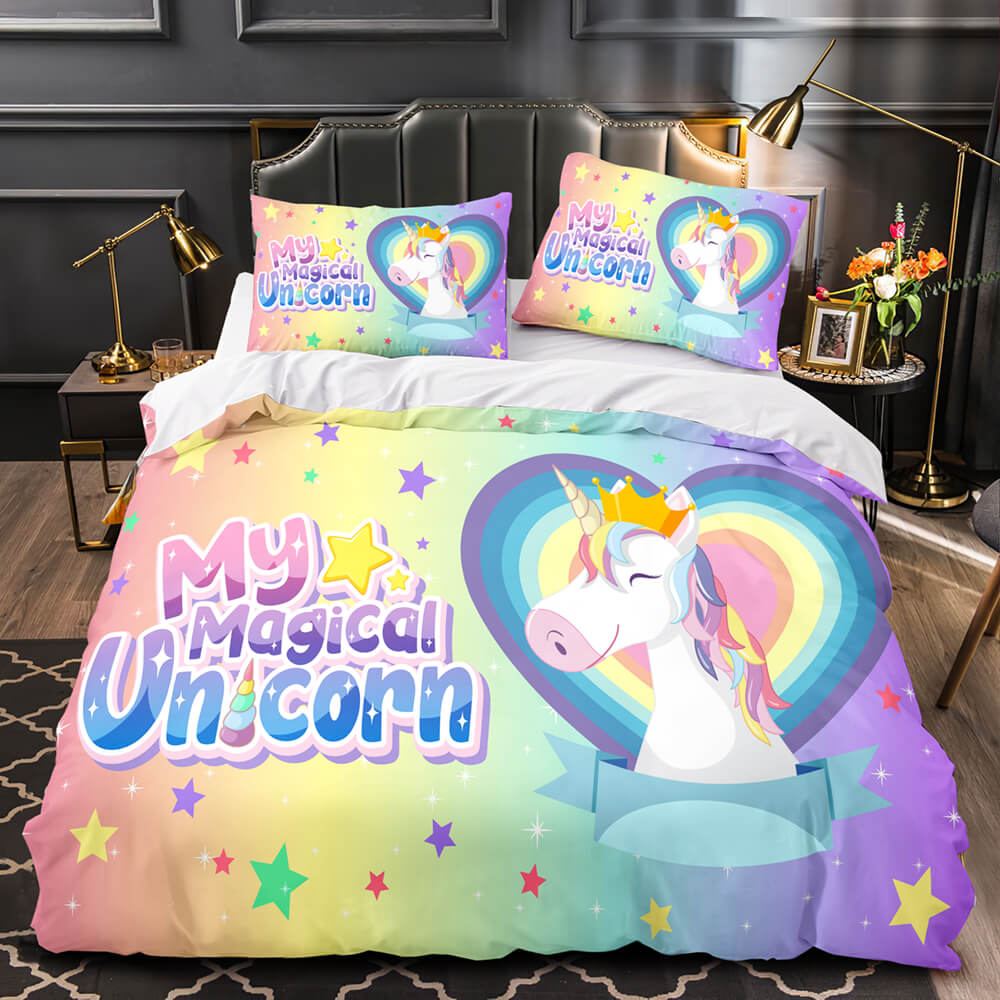 Cartoon Unicorn Bedding Set Quilt Duvet Cover Bedding Sets Kids Gift