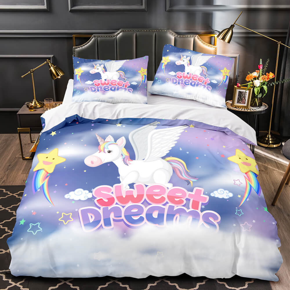 Cartoon Unicorn Bedding Set Quilt Duvet Cover Bedding Sets Kids Gift