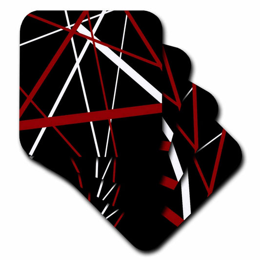 3dRose Taiche - New Media Art - Kaleidoscope - Red and White Stripes on A Black Background - Coasters (cst_214093)