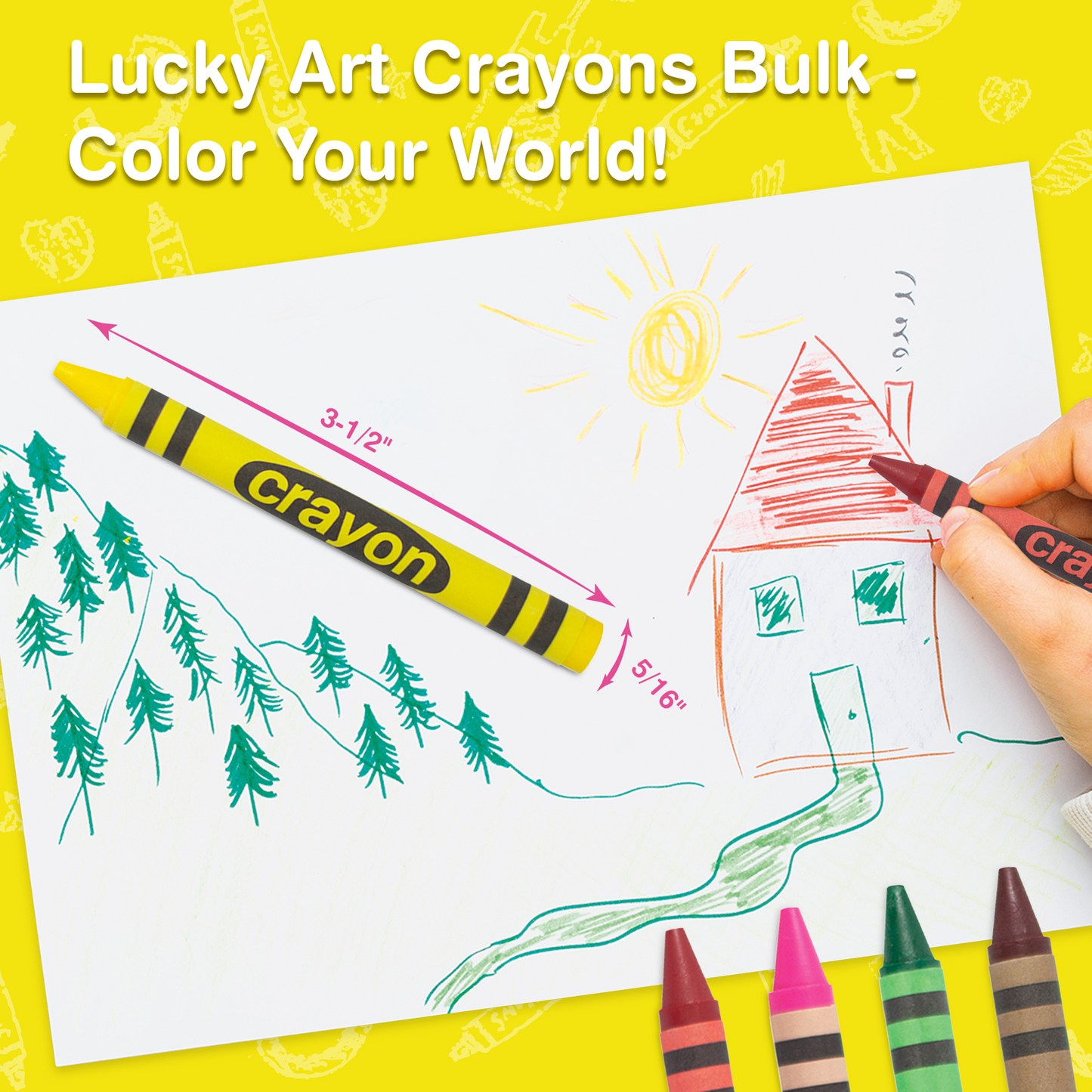 80-Pack Yellow Crayons Bulk – Standard Size, Non-Toxic, Classroom & Party Supply