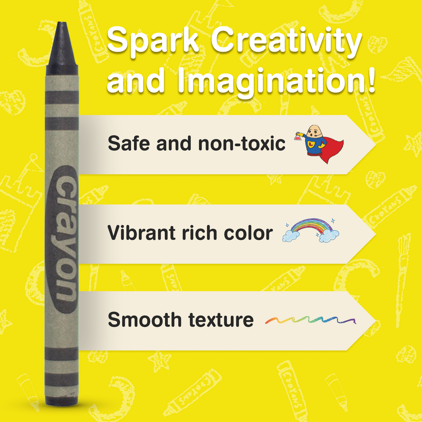 80-Pack Black Crayons Bulk – Standard Size, Non-Toxic, Classroom & Party Supply