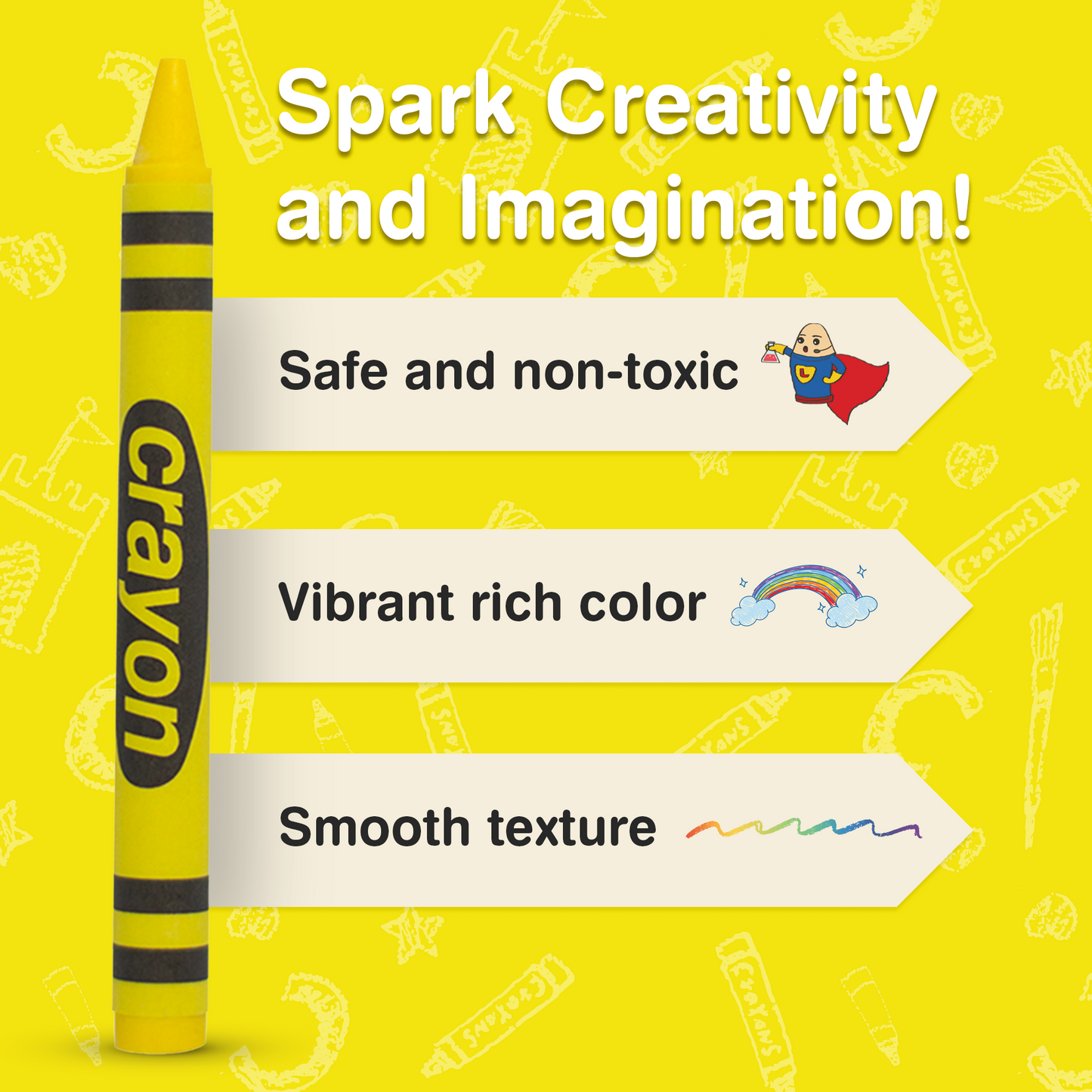 80-Pack Yellow Crayons Bulk – Standard Size, Non-Toxic, Classroom & Party Supply
