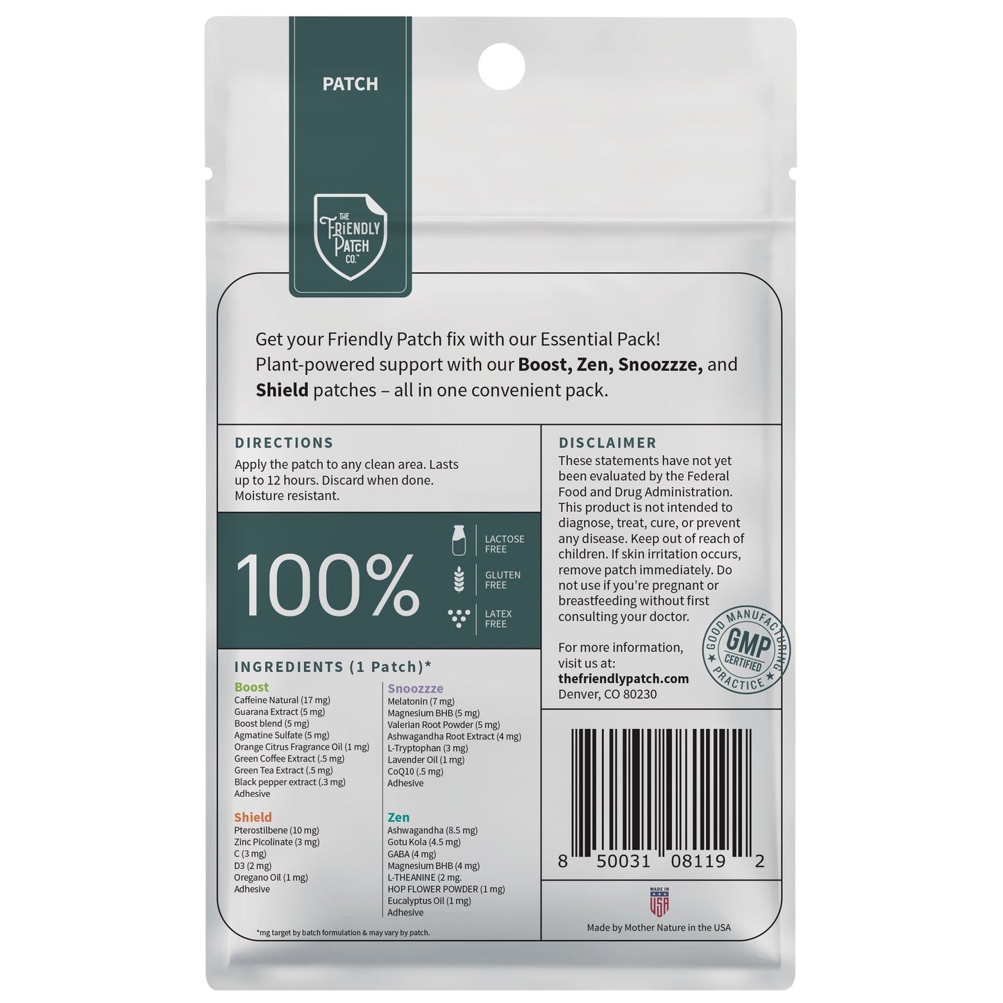 Essentials Vitamin Patches: Boost, Relax, Snooze, Shield - 8 pack
