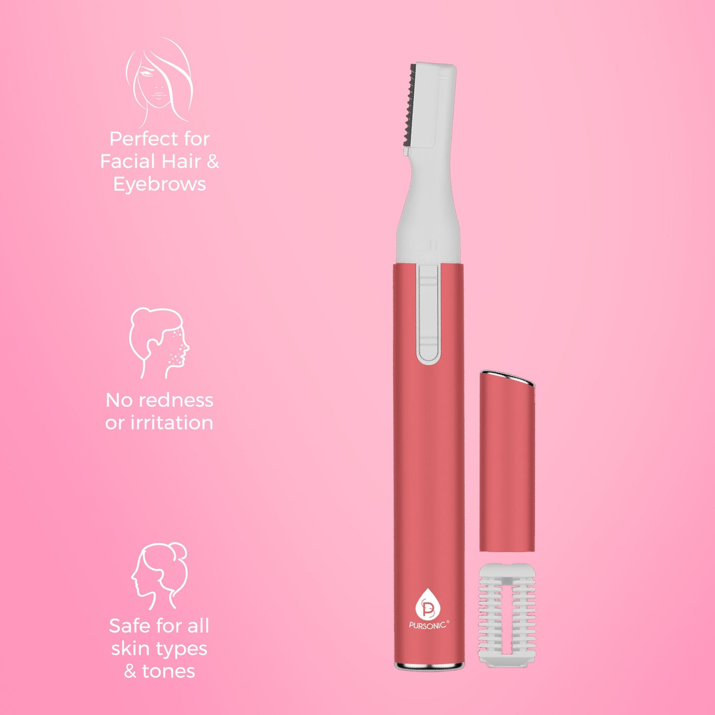 Precision Beauty Duo: Painless Electric Shaver - The Claudine Collection & Pursonic Facial Trimmer & Eyebrow Styling Kit