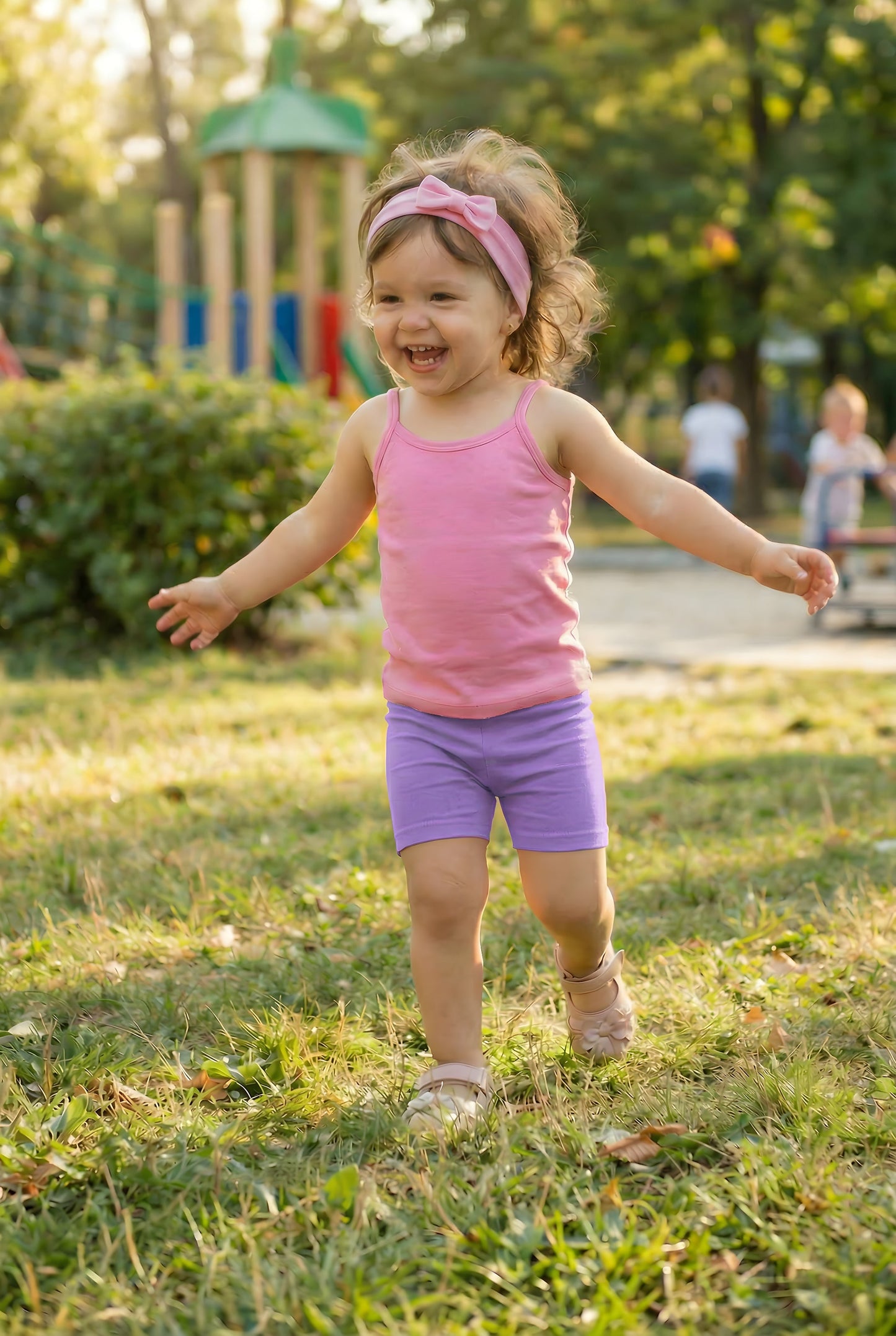 Girls Soft 100% Organic Cotton Bike Shorts | Medium Pink