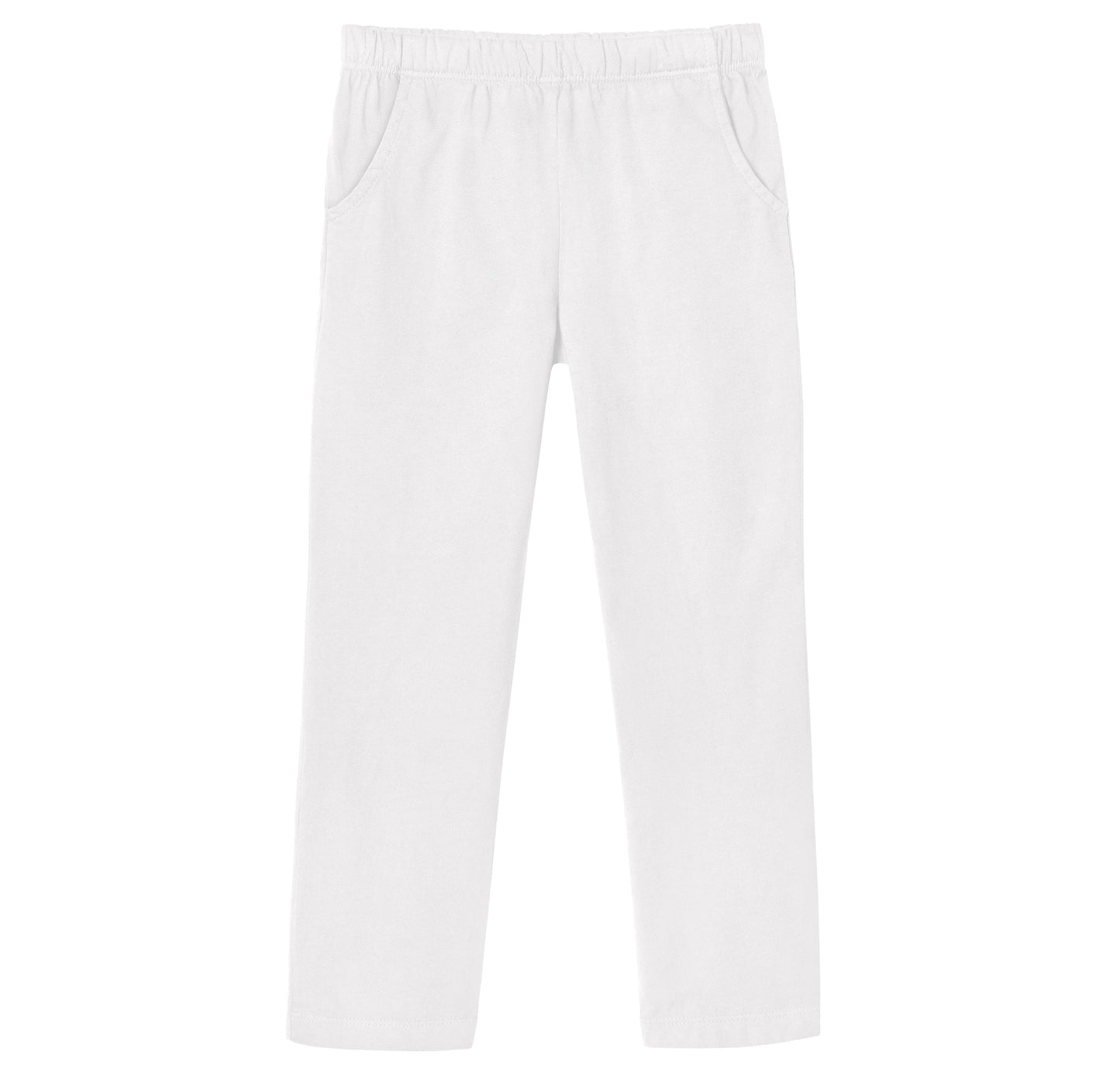 Girls Soft 100% Cotton UPF 50+ Jersey Pocket Pants | White