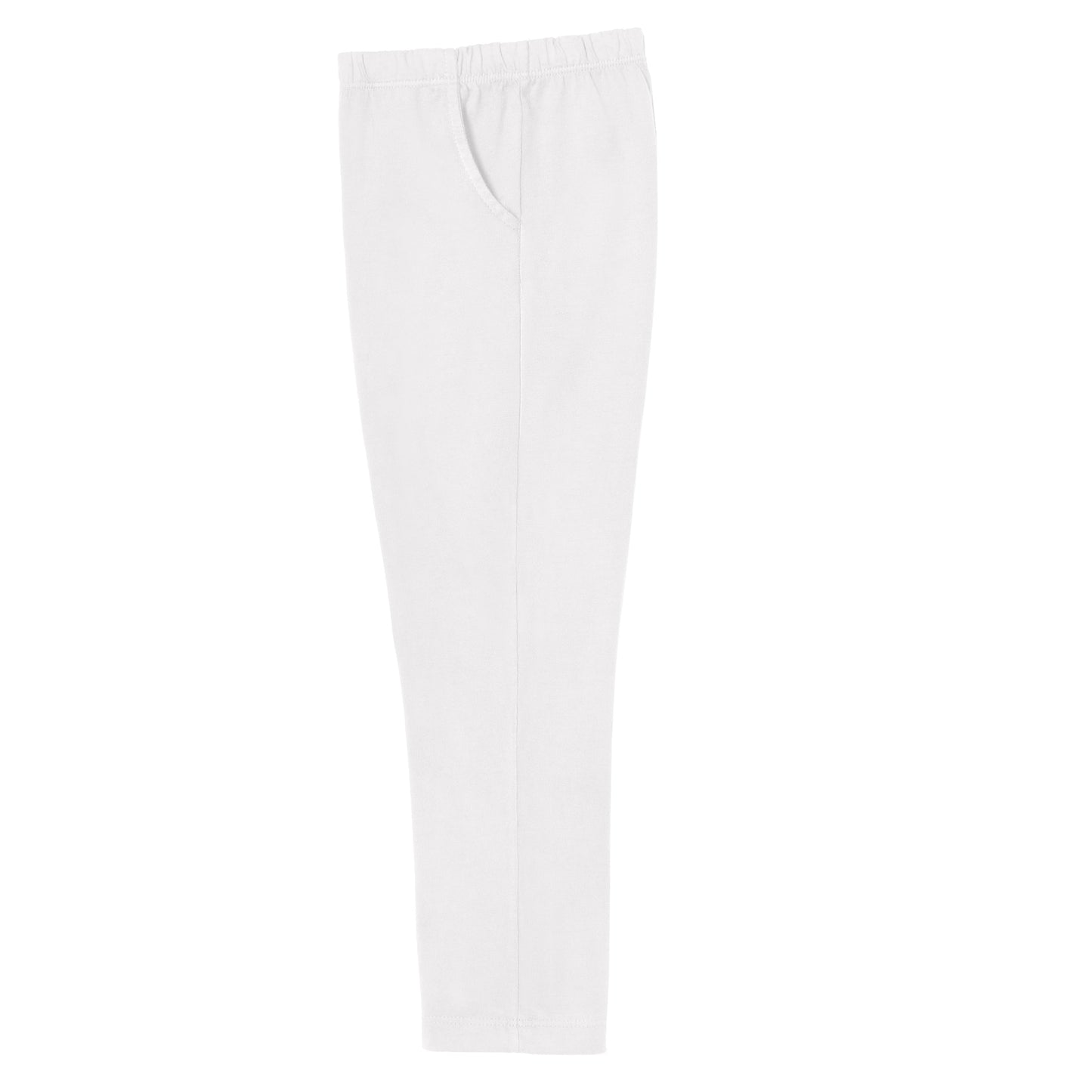 Girls Soft 100% Cotton UPF 50+ Jersey Pocket Pants | White