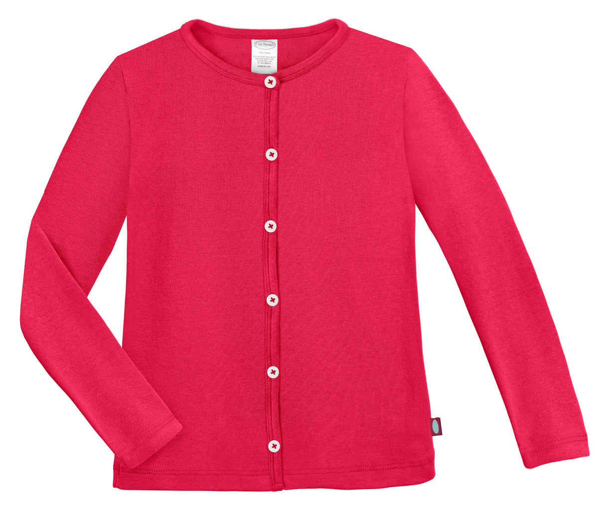 Girls Soft 100% Cotton Button-Down Cardigan | Candy Apple
