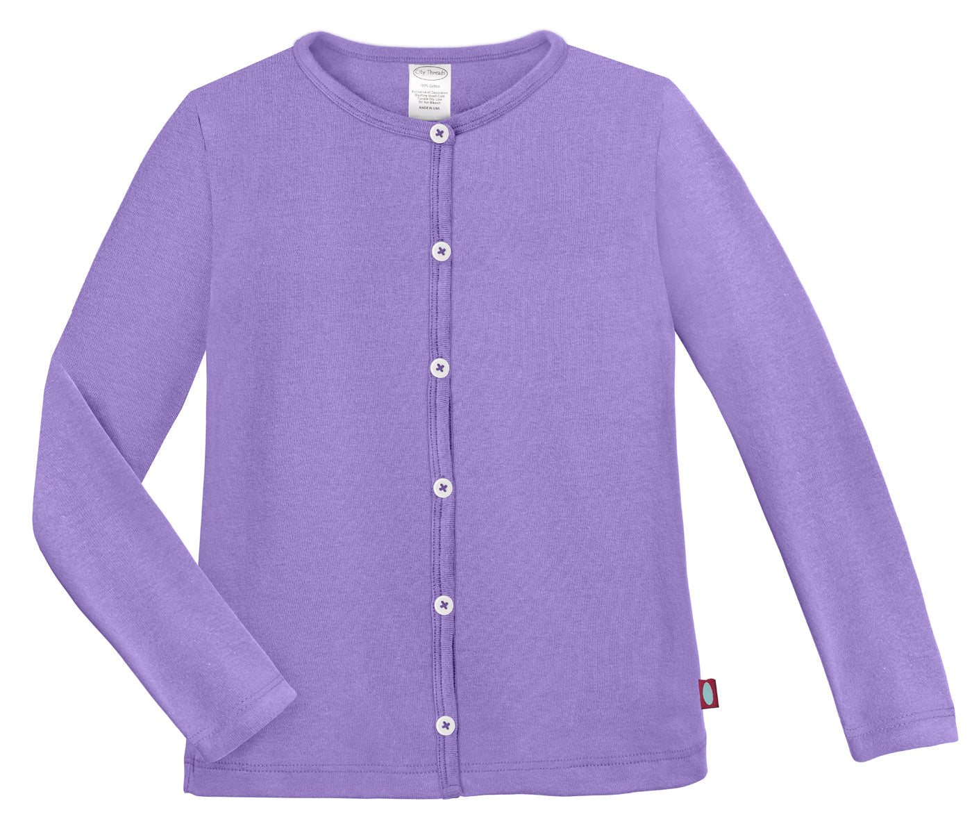 Girls Soft 100% Cotton Button-Down Cardigan | Deep Purple