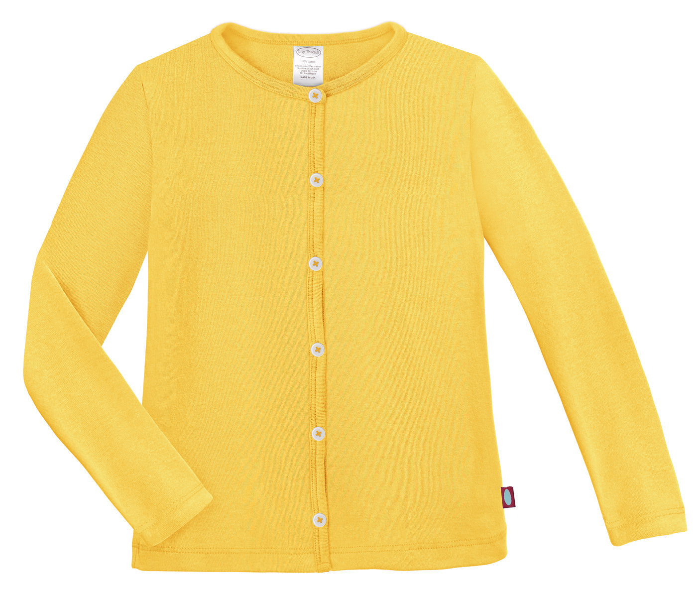 Girls Soft 100% Cotton Button-Down Cardigan | Yellow