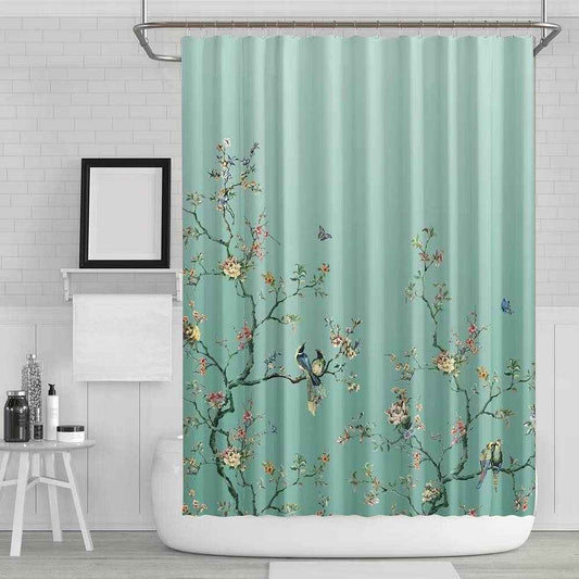 Japanese Blossom & Bird Art Shower Curtain (72" x 72")