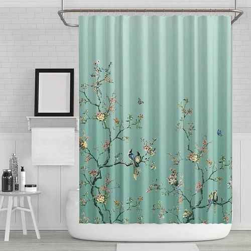 Japanese Blossom & Bird Art Shower Curtain (72" x 72")