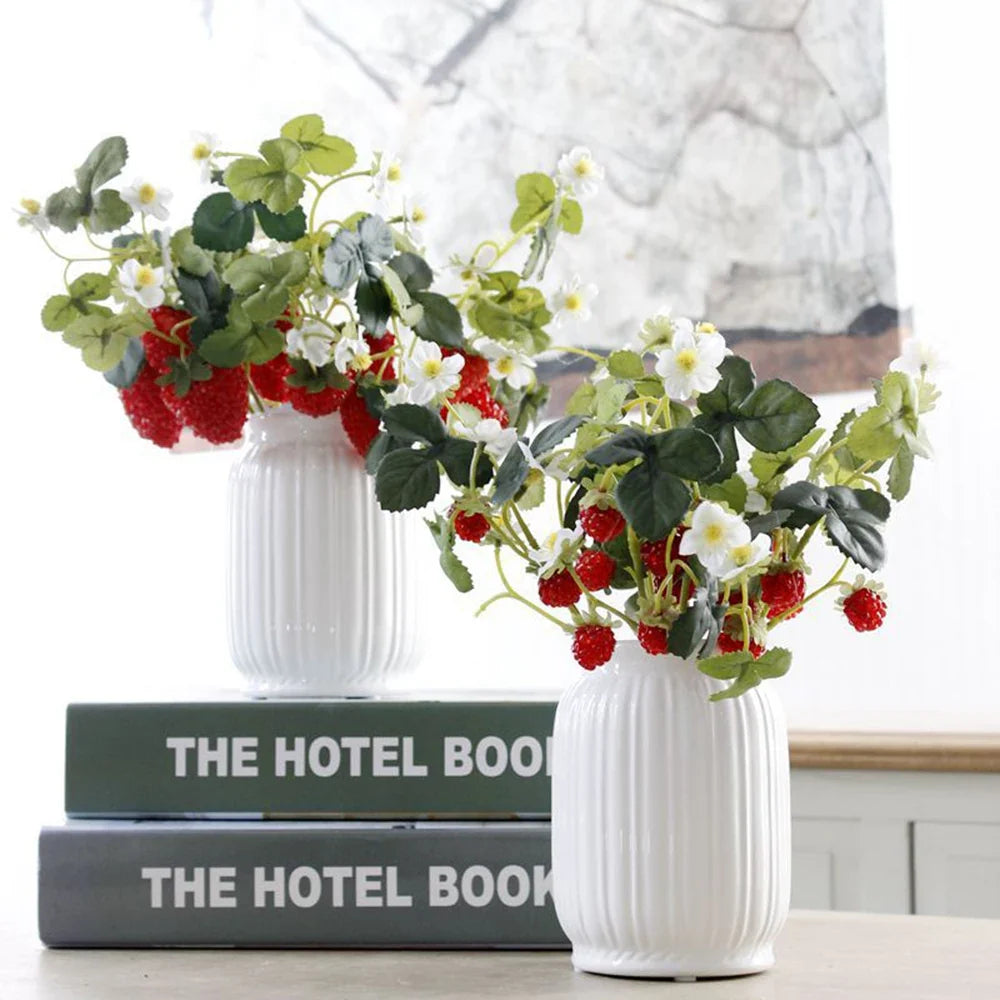 French Frambuesa Artificial Fake Strawberry Fruit Plant Flower Branch Bouquet Wedding Home Decor